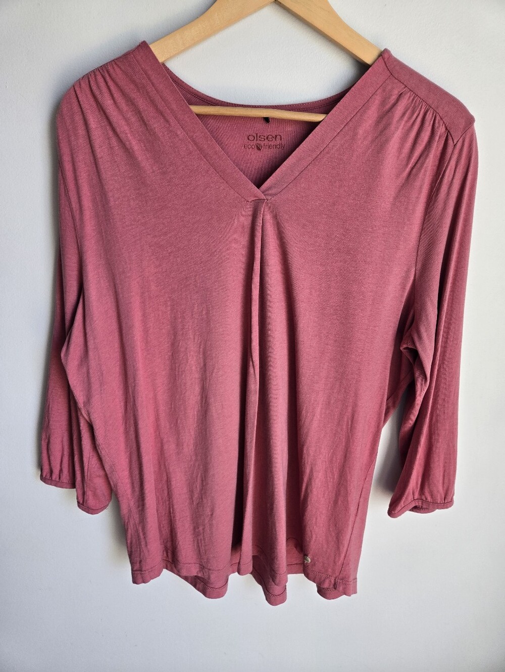 OLSEN Pink V-Neck 3/4 Sleeve Top